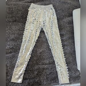 Eyelet silver Leggings -festival, rave, cosplay